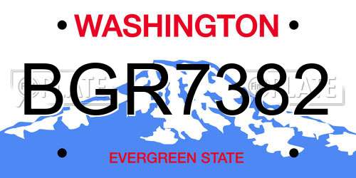 BGR7382 Washington License Plate