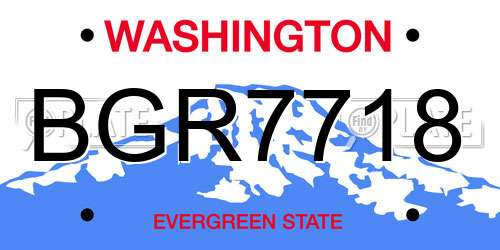 BGR7718 Washington License Plate