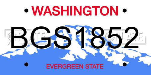 BGS1852 Washington License Plate