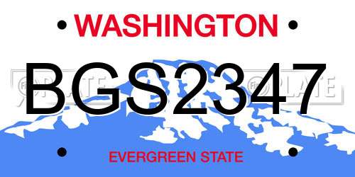 BGS2347 Washington License Plate