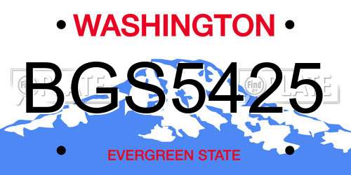 BGS5425 Washington License Plate