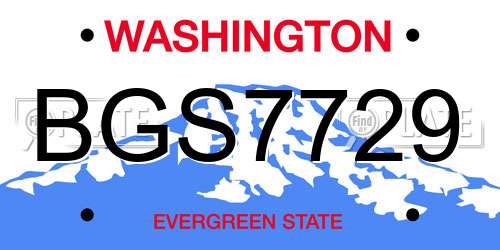 BGS7729 Washington License Plate
