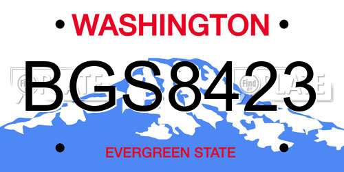 BGS8423 Washington License Plate