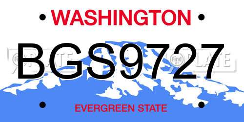 BGS9727 Washington License Plate