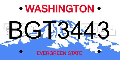 BGT3443 Washington License Plate