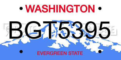 BGT5395 Washington License Plate