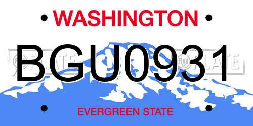 BGU0931 Washington License Plate