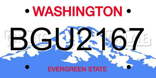BGU2167 Washington License Plate