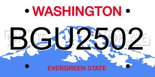 BGU2502 Washington License Plate