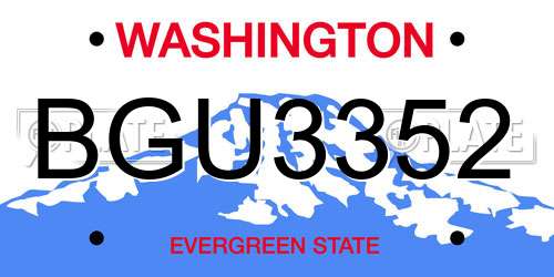 BGU3352 Washington License Plate