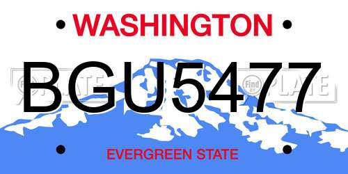BGU5477 Washington License Plate