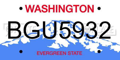 BGU5932 Washington License Plate