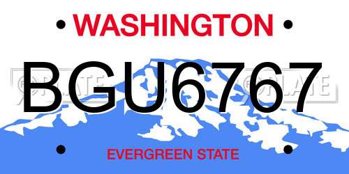 BGU6767 Washington License Plate