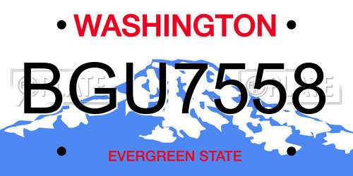 BGU7558 Washington License Plate