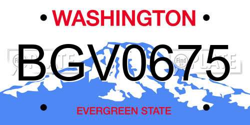 BGV0675 Washington License Plate