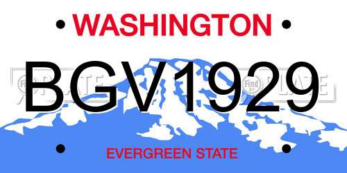 BGV1929 Washington License Plate