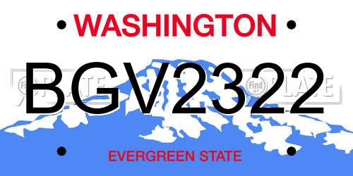 BGV2322 Washington License Plate