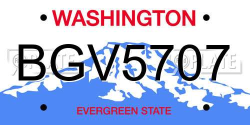 BGV5707 Washington License Plate