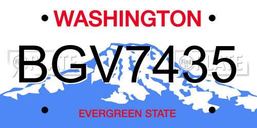 BGV7435 Washington License Plate