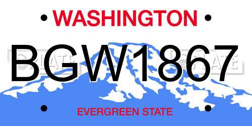 BGW1867 Washington License Plate