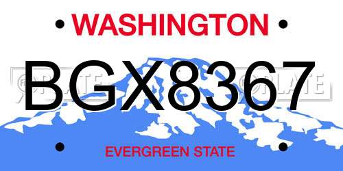 BGX8367 Washington License Plate