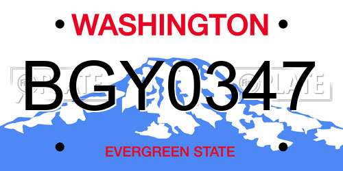 BGY0347 Washington License Plate