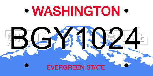 BGY1024 Washington License Plate