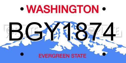 BGY1874 Washington License Plate