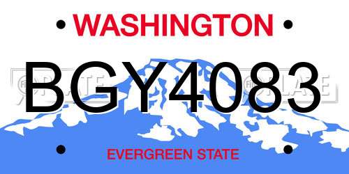 BGY4083 Washington License Plate