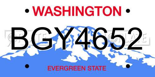 BGY4652 Washington License Plate