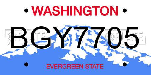 BGY7705 Washington License Plate