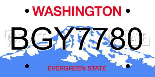 BGY7780 Washington License Plate