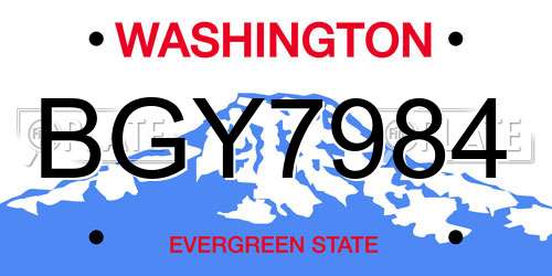 BGY7984 Washington License Plate