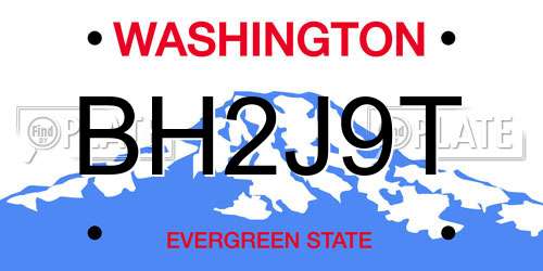 BH2J9T Washington License Plate