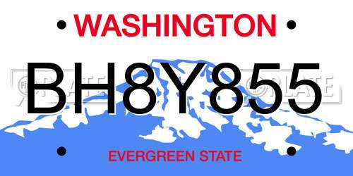 BH8Y855 Washington License Plate