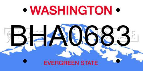 BHA0683 Washington License Plate