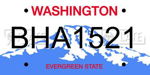 BHA1521 Washington License Plate