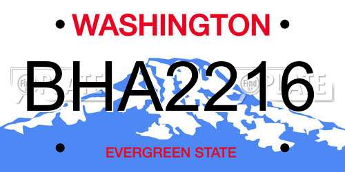 BHA2216 Washington License Plate