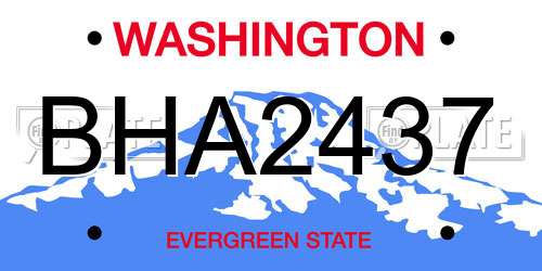 BHA2437 Washington License Plate
