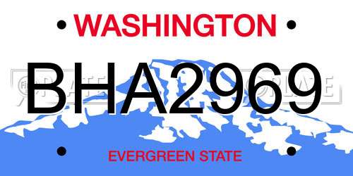BHA2969 Washington License Plate