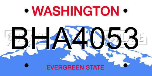 BHA4053 Washington License Plate
