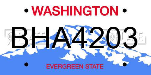 BHA4203 Washington License Plate