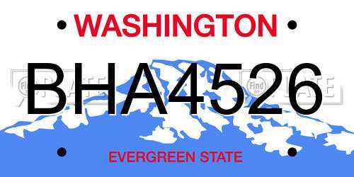 BHA4526 Washington License Plate