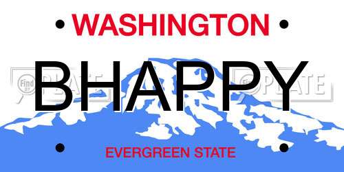 BHAPPY Washington License Plate