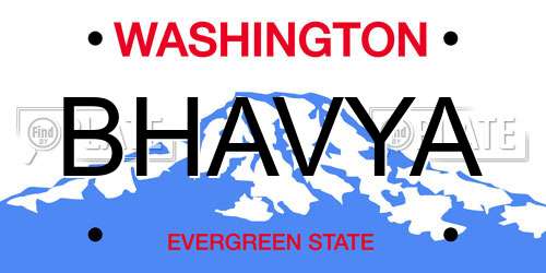BHAVYA Washington License Plate