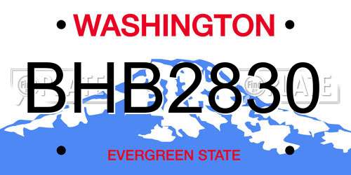 BHB2830 Washington License Plate