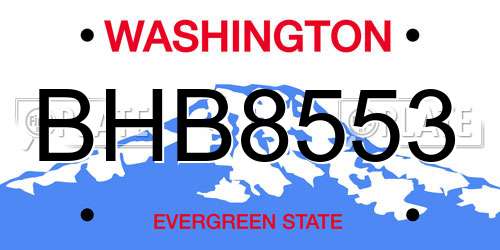 BHB8553 Washington License Plate