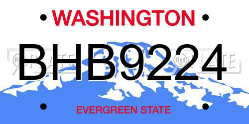 BHB9224 Washington License Plate