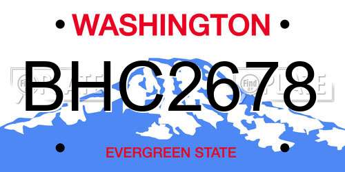 BHC2678 Washington License Plate