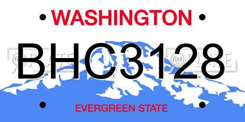 BHC3128 Washington License Plate